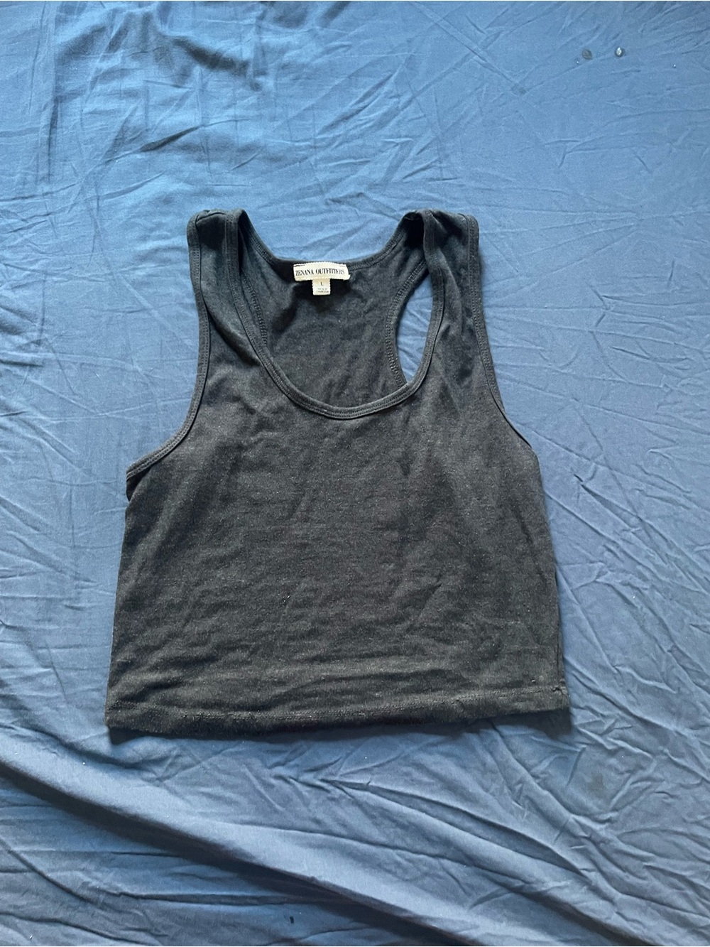 Gray Racerback Crop Tank Top